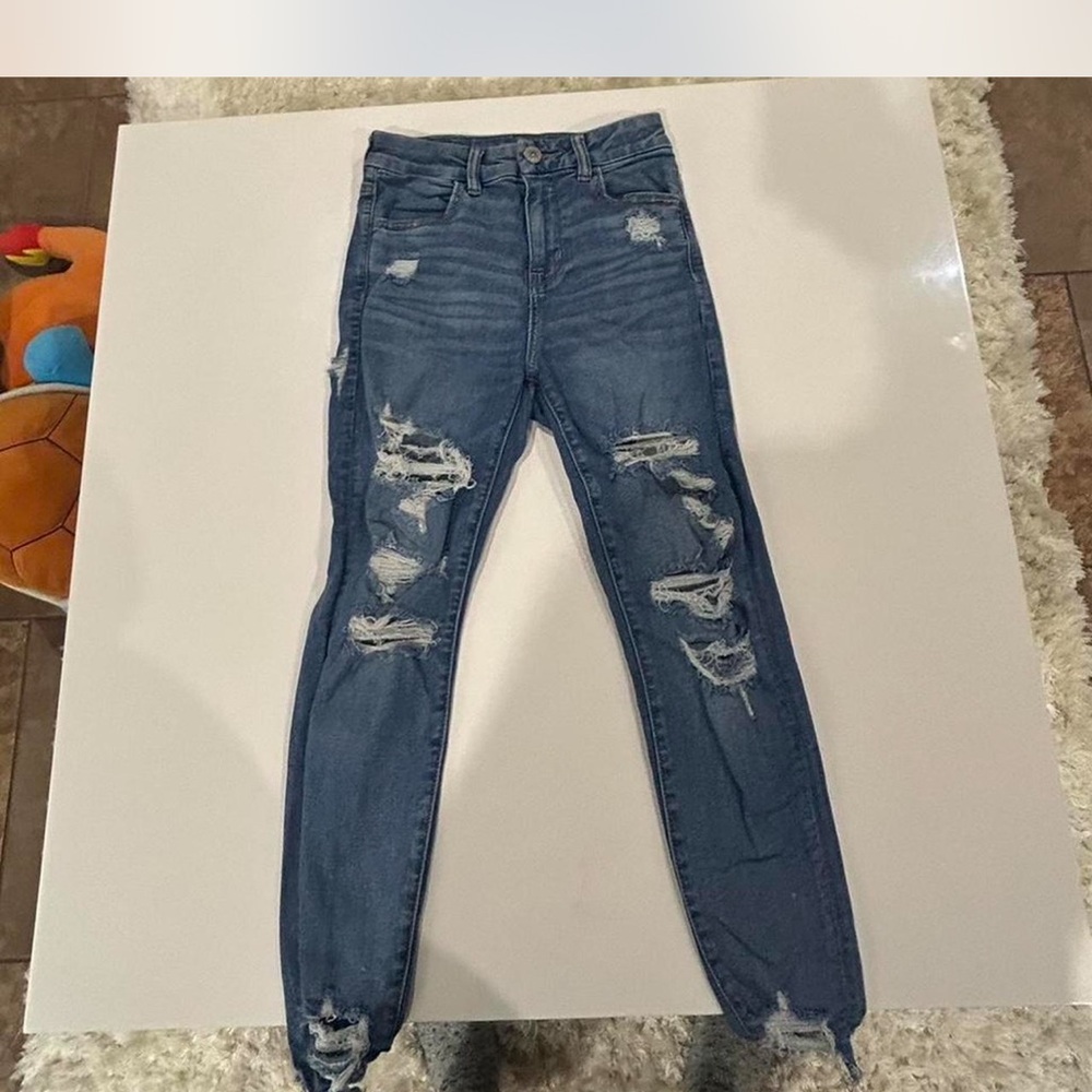 American Eagle Outfitters Ripped Blue Skinny Jeans